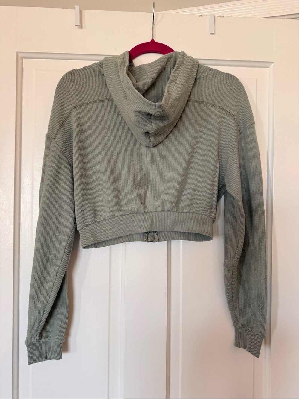 Skims waffle collection cropped hooded zip up in mineral - Picture 3 of 3